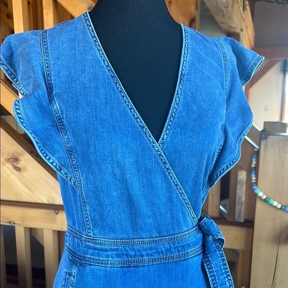 White House Black Market Blue Wrap Tie Front Mini Dress - Picture 9 of 12